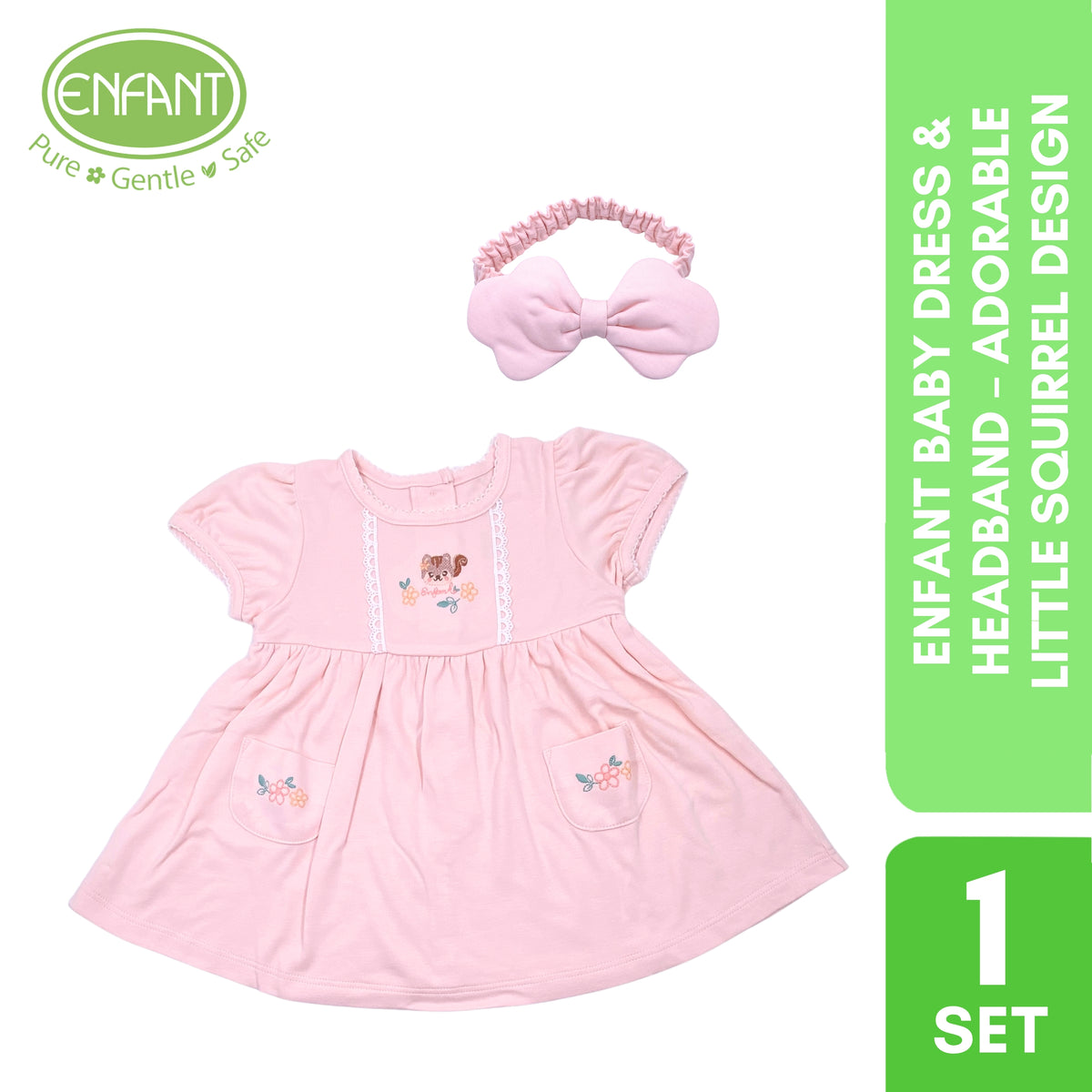 ENFANT Baby Dress & Headband – Adorable Little Squirrel Design
