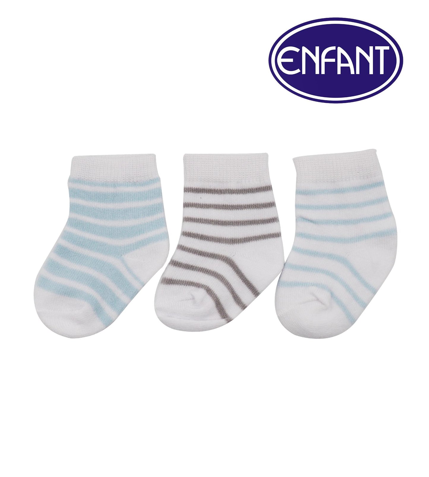 Enfant Baby Boy Socks with Stripe Design (White)