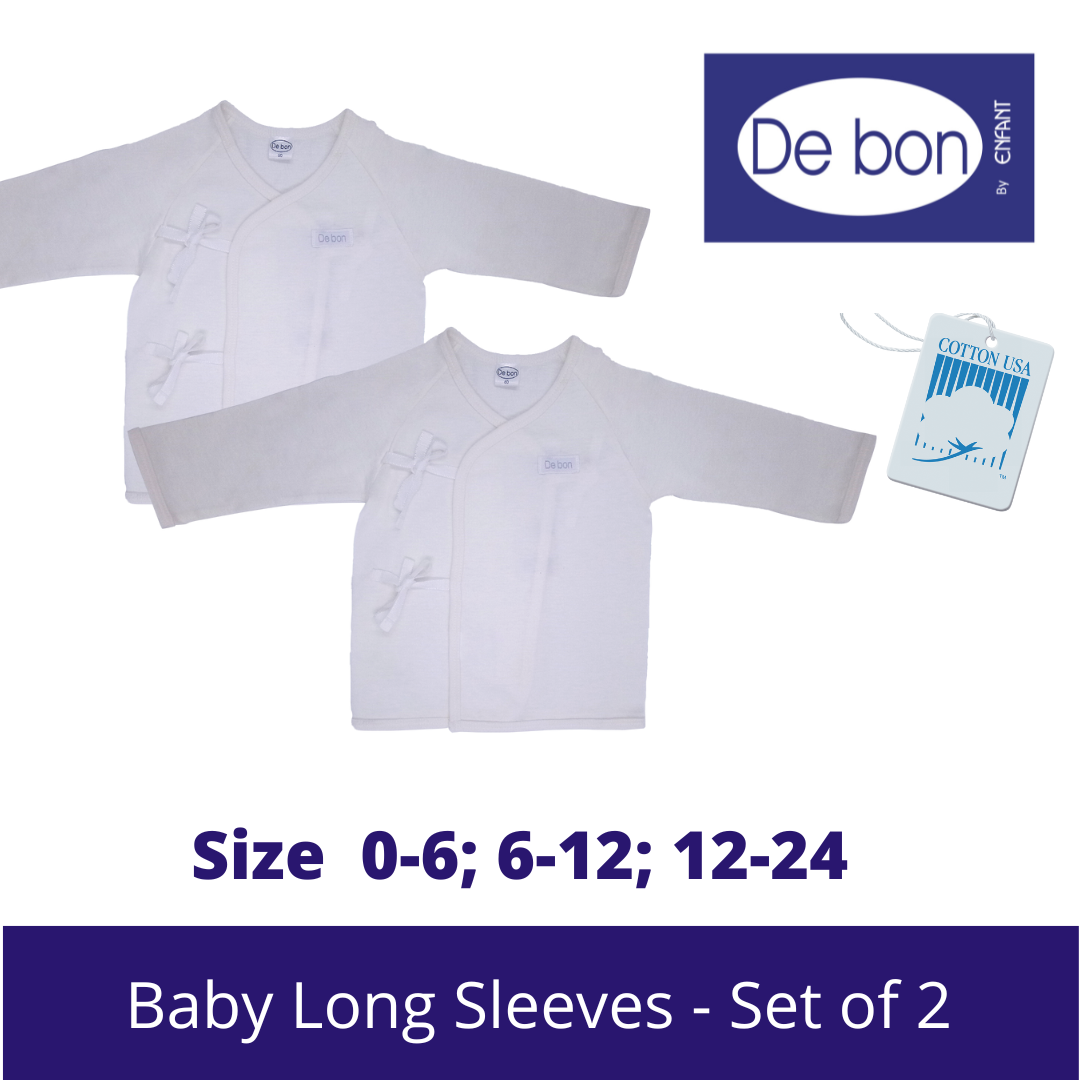 SALE Debon by Enfant Baby Toddler  Long Sleeves Shirt Tieside Tie Kimono (Pack of 2)  - SALE Size Newborn upto 2 yr old