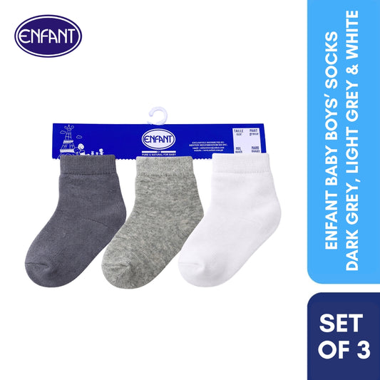Enfant Baby Boys’ Socks Dark Grey, Light Grey & White