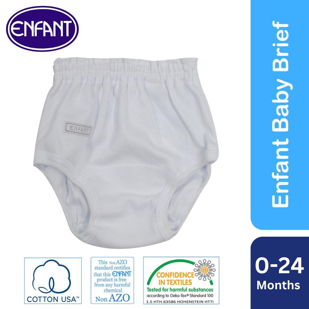 Enfant Unisex boy girl Baby White Panty Brief (White , pink , blue ) 0+ 6 month; 12mo 1-2 yrs