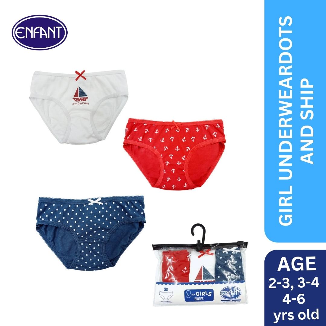 Enfant Girl underwear kids toddler brief Panty (3 pairs) (2-3, 3-4, 4-6 yrs)