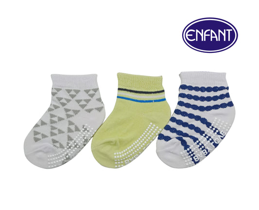 Enfant Baby Boys Socks with Grip for 0-6/6-12/12-24 months (3 PAIRS)