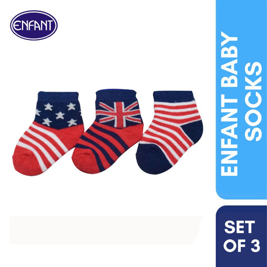 Enfant Baby Socks with Cute Country Design set of 3