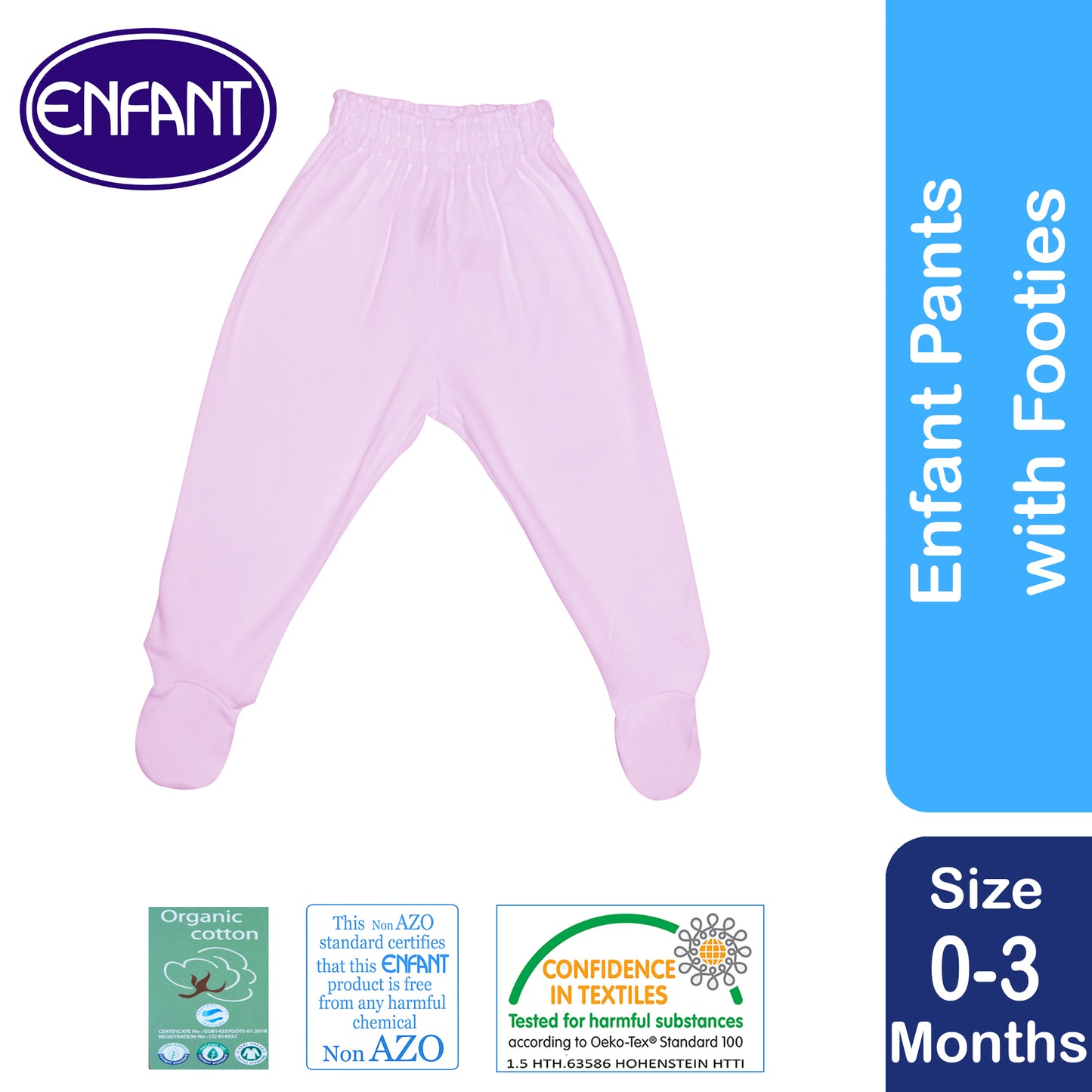 Enfant Newborn Baby Pants with Footies / Booties 0+ MONTHS white