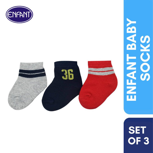 Enfant Baby Boys Socks for 0-6/6-12/12-24 months (3 PAIRS)