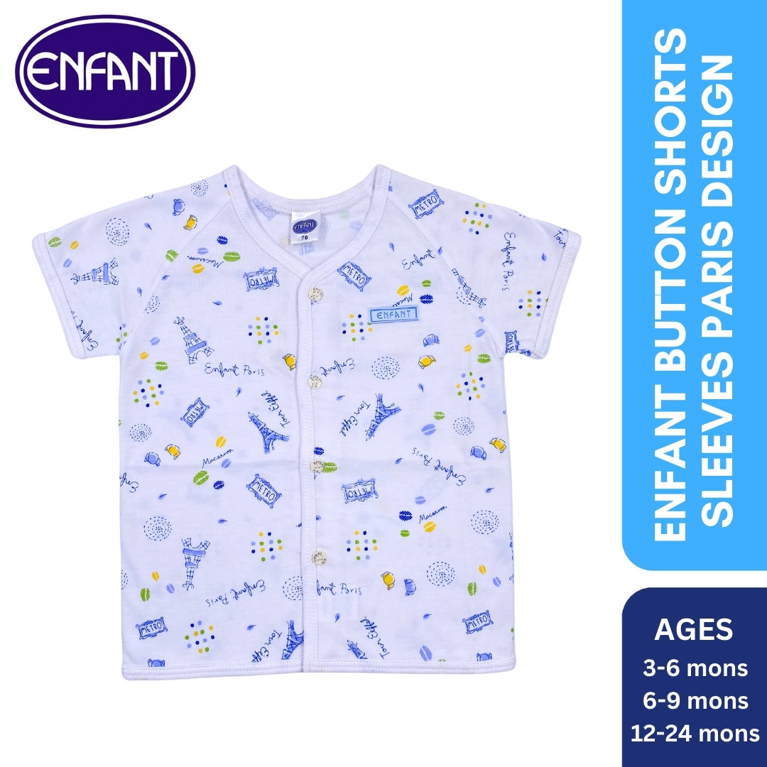 Enfant Button Shorts Sleeves Paris Design - 2012