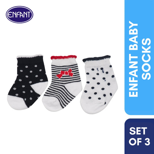 Enfant Baby Girl Socks with Polka Design (White)