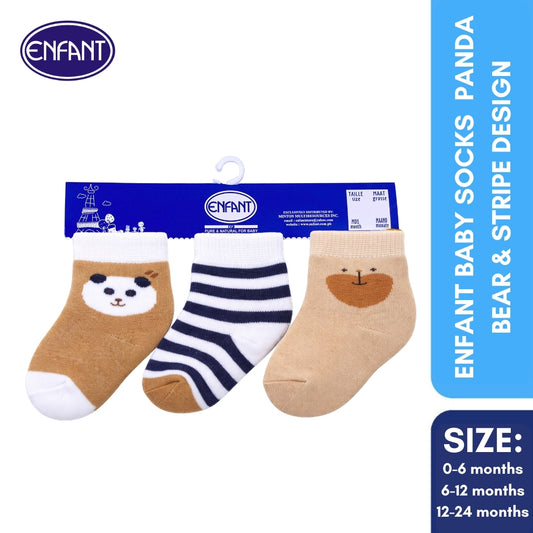 Enfant Baby Socks Panda Bear & Stripe Design