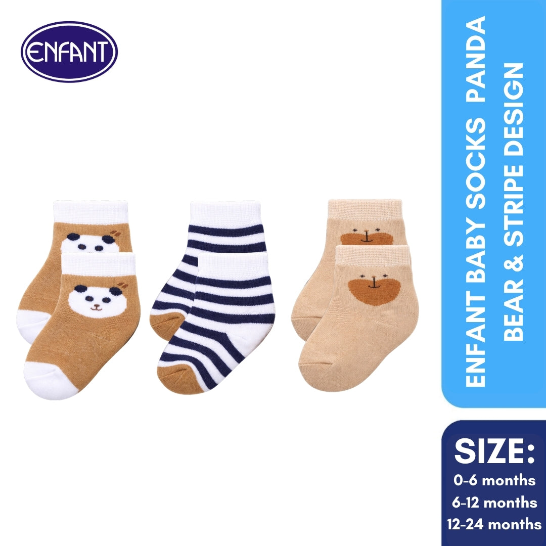 Enfant Baby Socks Panda Bear & Stripe Design