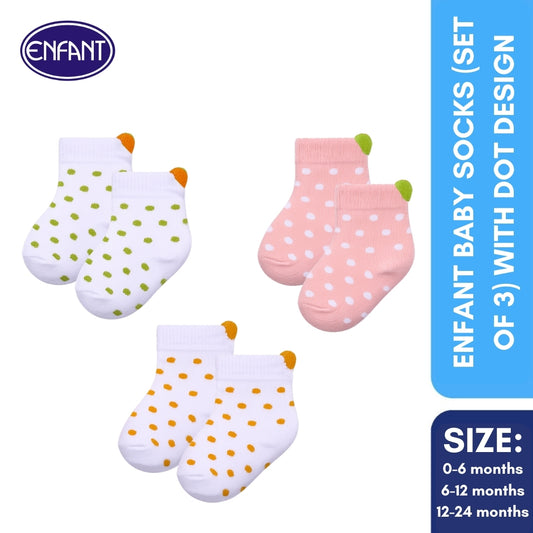 Enfant Baby Socks (Set of 3) with Dot Design
