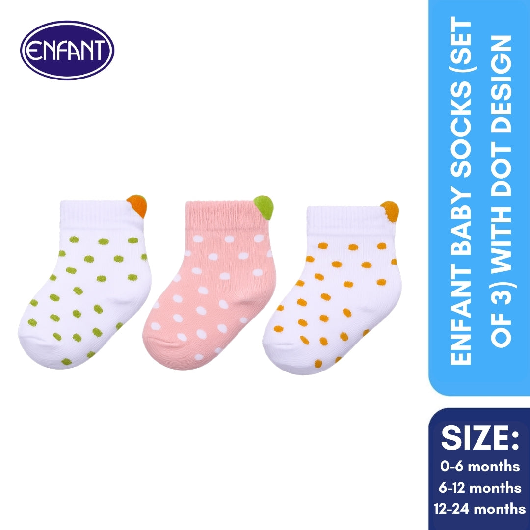 Enfant Baby Socks (Set of 3) with Dot Design