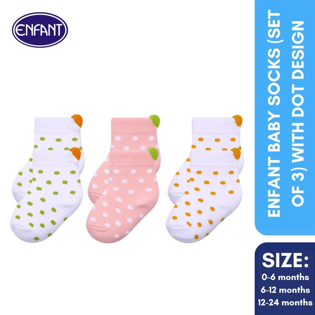 Enfant Baby Socks (Set of 3) with Dot Design