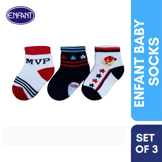 Enfant Baby Boys Socks for 0-6/6-12/12-24 months (3 PAIRS)