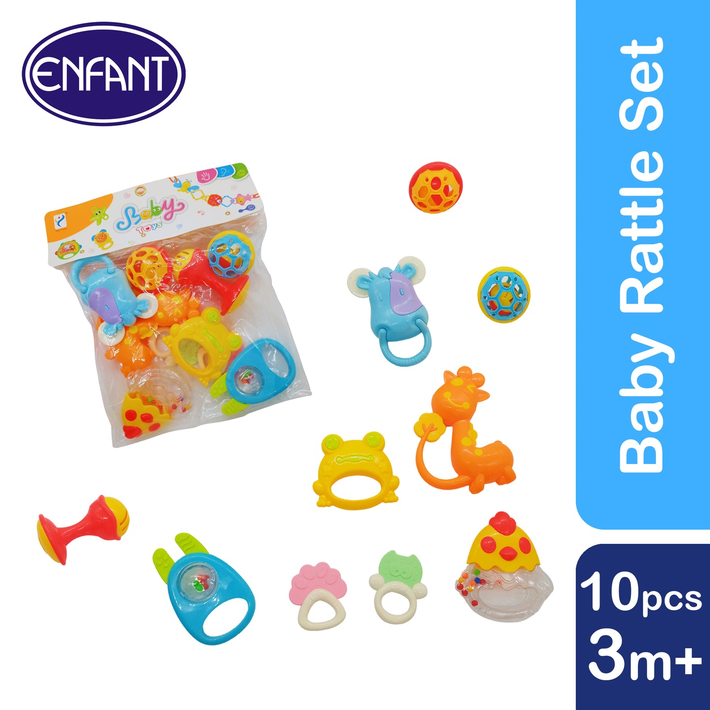 ENFANT BABY RATTLE TOYS 10 PCS SET