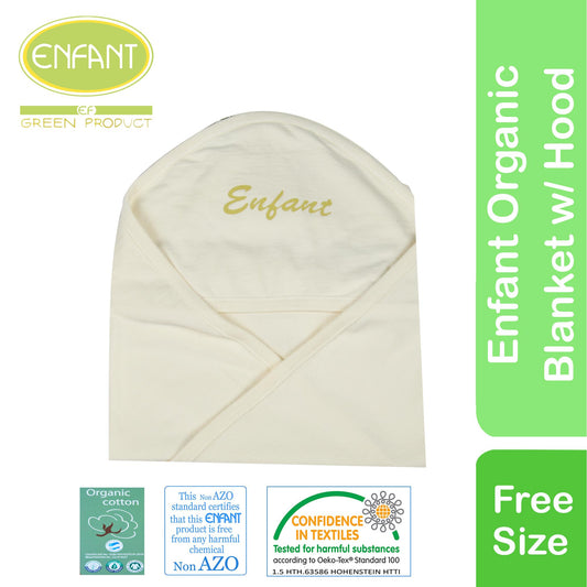 Enfant Organic Baby Newborn Receiving Blanket with Hood