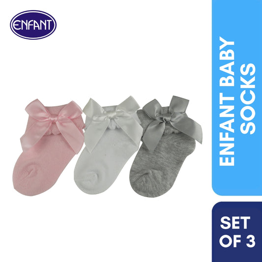 Enfant Baby Girl Socks with Ribbon Design
