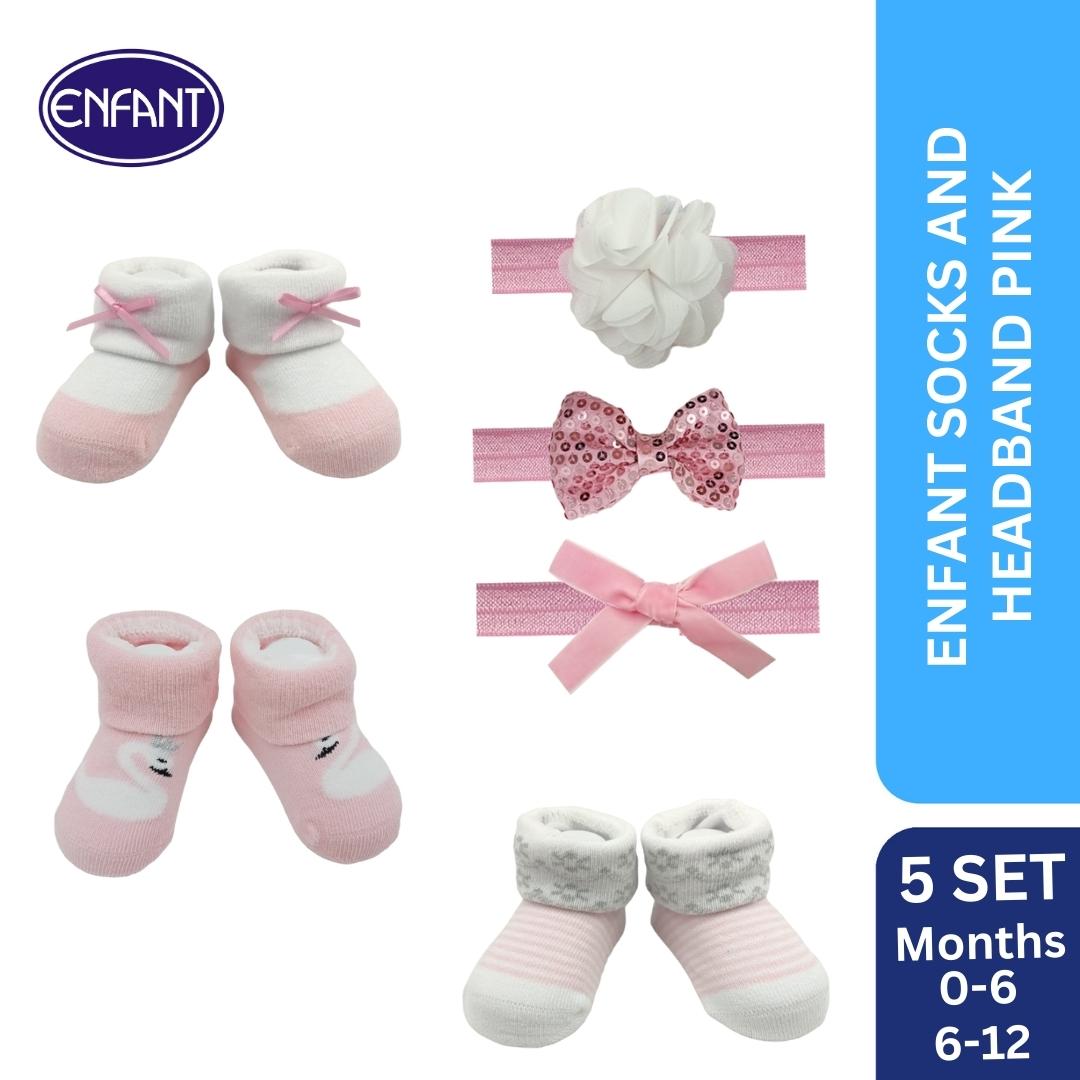 enfant baby socks and head band for baby girl ( 5 sets)