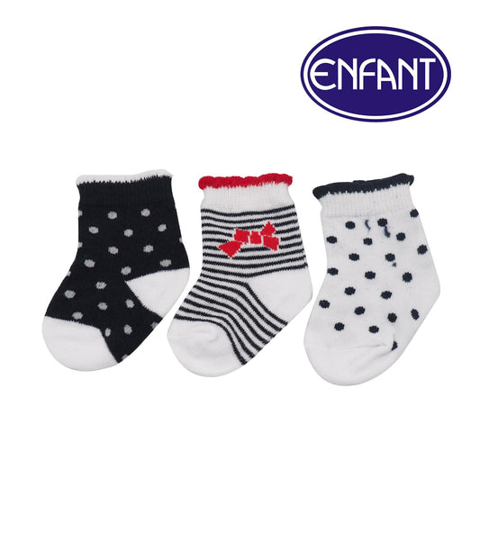 Enfant Baby Girl Socks with Polka Design (White)