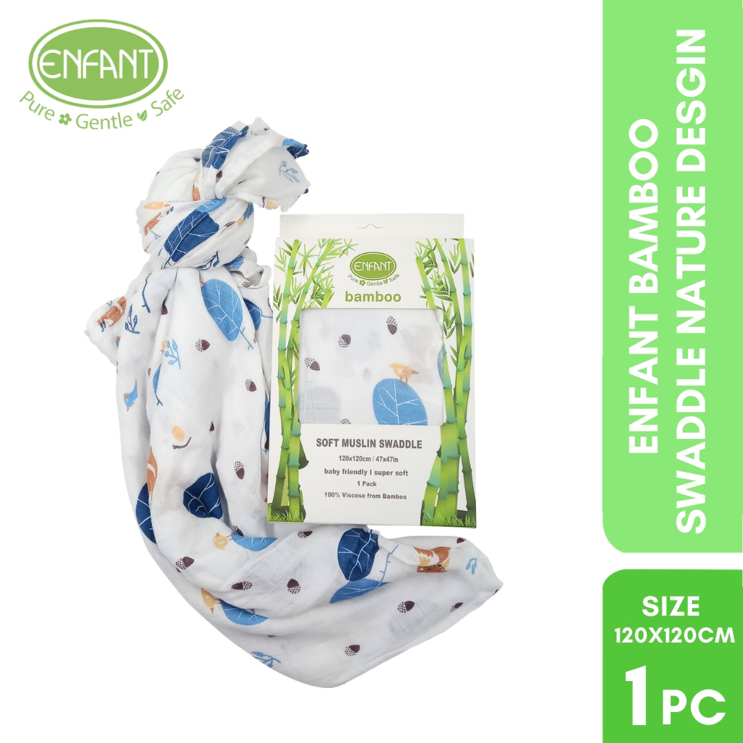 100% Bamboo Muslin Swaddle w/ Design