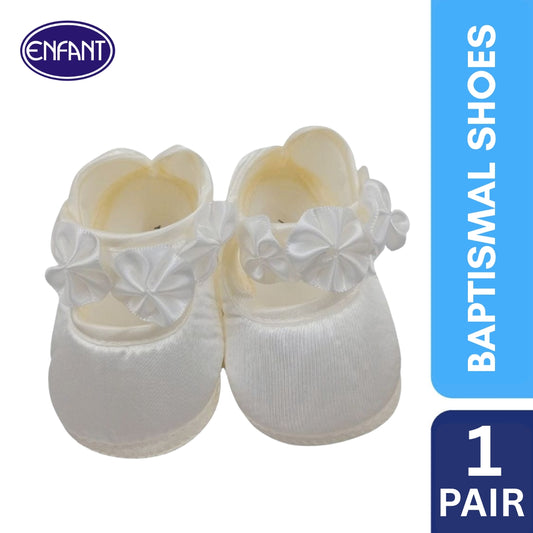 ENFANT BABY GIRL BAPTISMAL SHOES FLOWER DESIGN