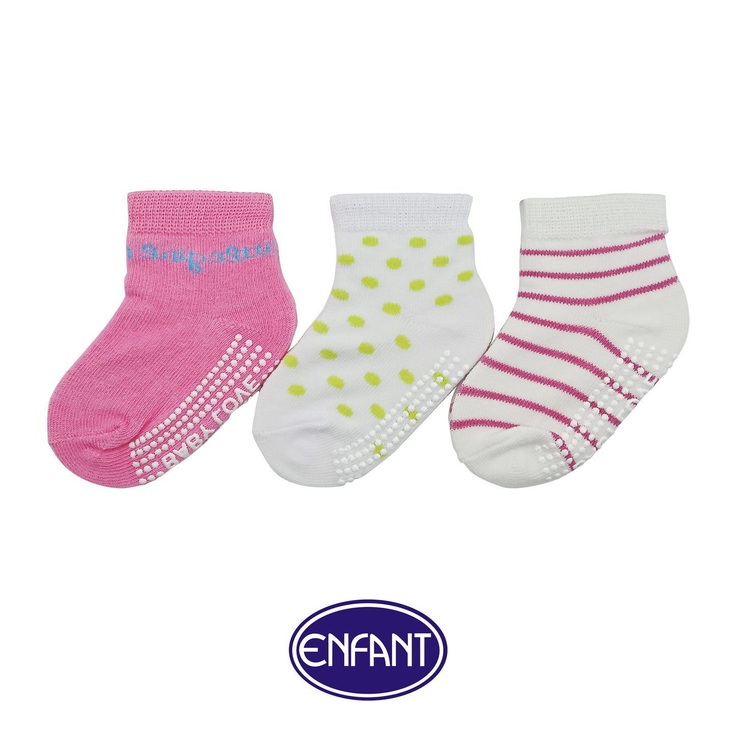 Enfant Baby Girls Socks for 0-6/6-12/12-24 months (3 PAIRS)