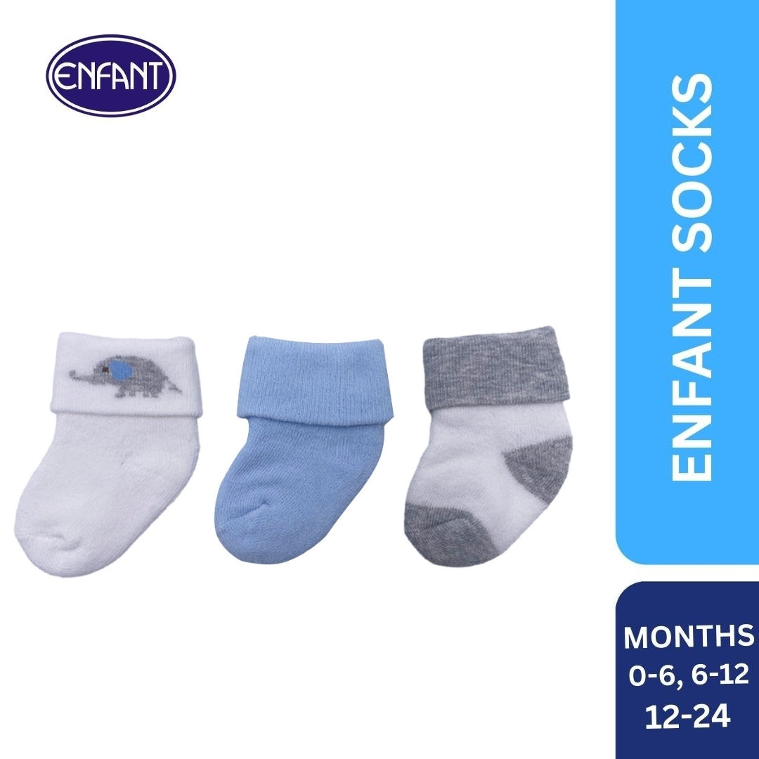 enfant baby socks elephant deisgn foe 0-6/6-12/12-24 (3pairs)