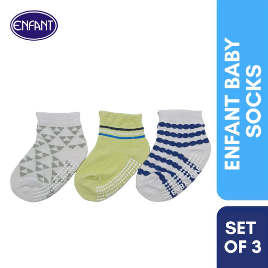 Enfant Baby Boys Socks with Grip for 0-6/6-12/12-24 months (3 PAIRS)