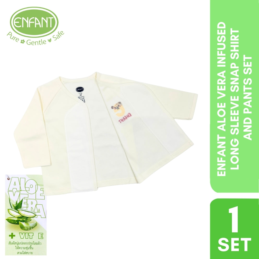 Enfant Aloe Vera Infused Long Sleeve Snap Shirt And Pants Set