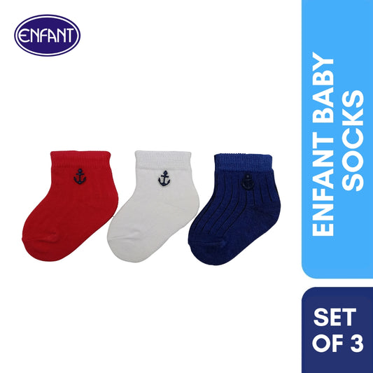 Enfant Baby Boys Socks for 0-6/6-12/12-24 months (3 PAIRS)