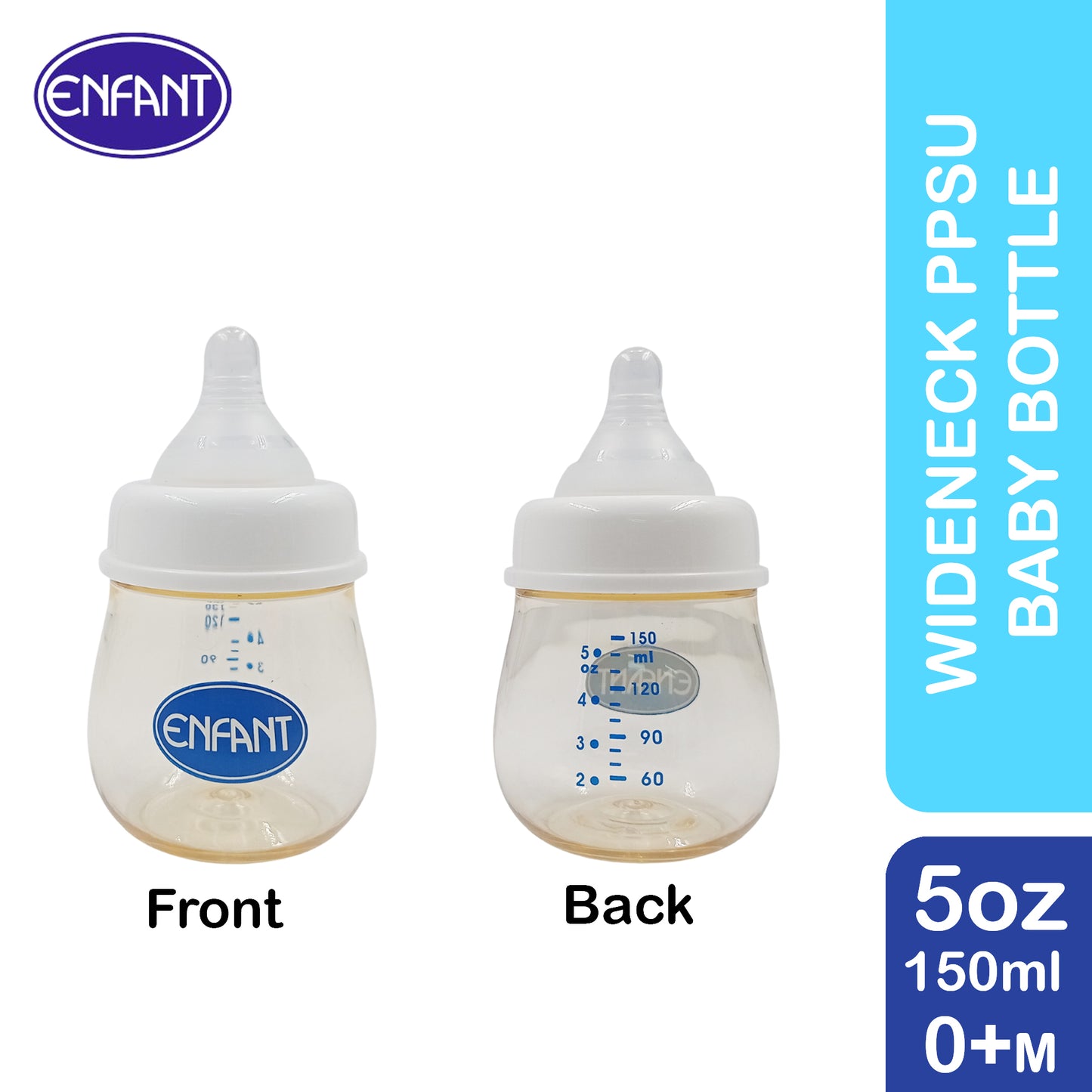 Enfant PPSU Wide Neck Premium Feeding Baby Bottle (Anti-Colic) 5oz or 8 oz