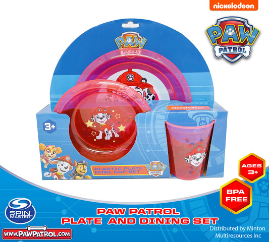 PAW PATROL Kids 3 pcs  PLATE, Cup AND DINING SET - BPA FREE