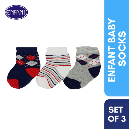 Enfant Baby Socks Set of 3 (blue/white/gray)
