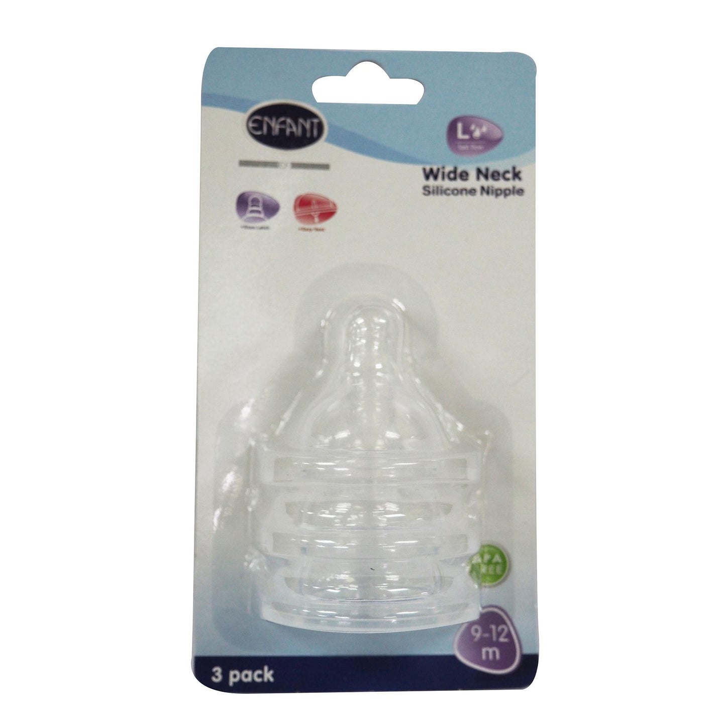 Enfant Baby Silicone Wide-Neck Nipple Pack of 3