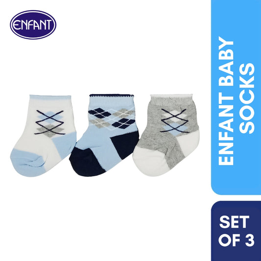 Enfant Baby Boys Socks for 0-6/6-12/12-24 months (3 PAIRS)