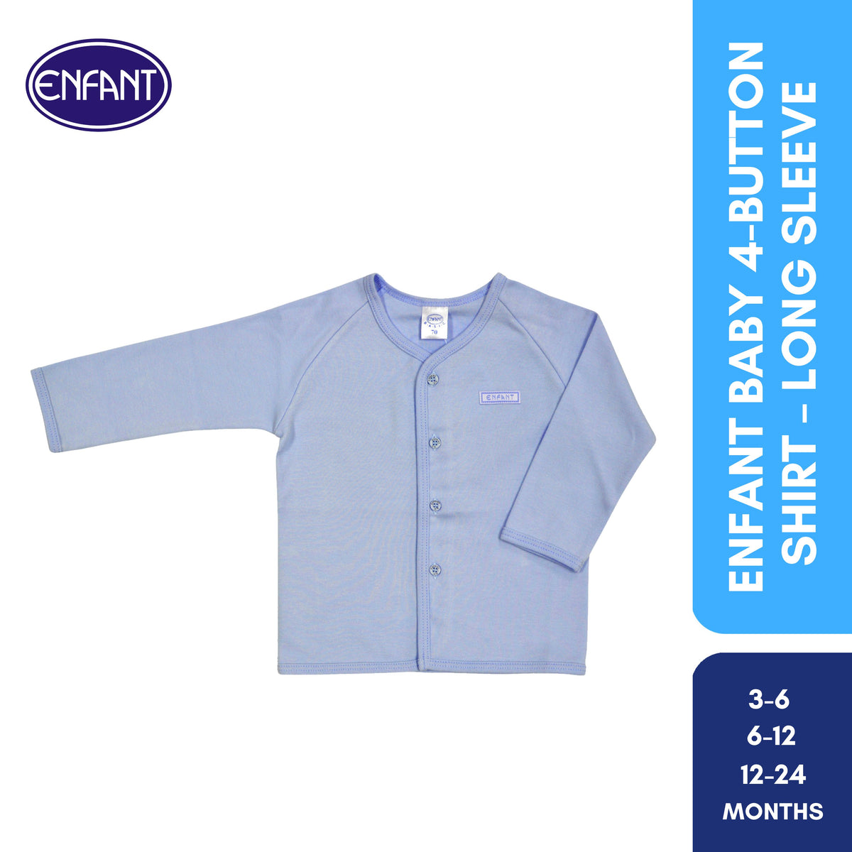 Enfant Baby Newborn Longsleeves Button  Shirt 100% Cotton US