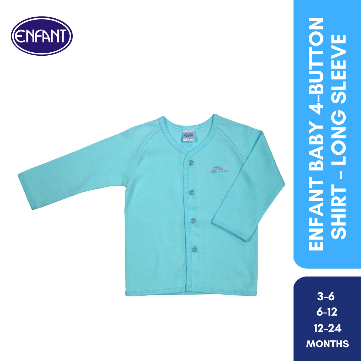 Enfant Baby Newborn Longsleeves Button  Shirt 100% Cotton US