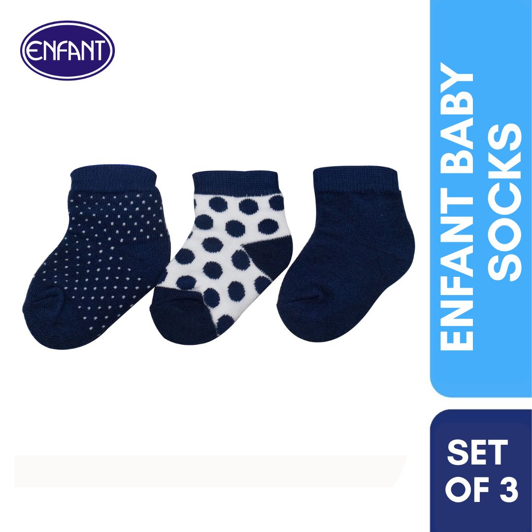 Enfant Baby Boys Socks for 0-6/6-12/12-24 months (3 PAIRS)
