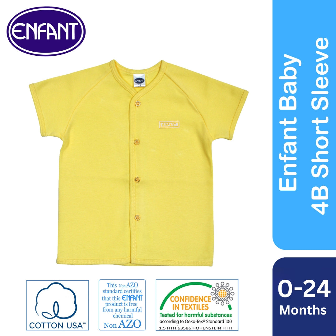 Enfant Short Sleeves  Shirt Button newborn Baby 100% cotton