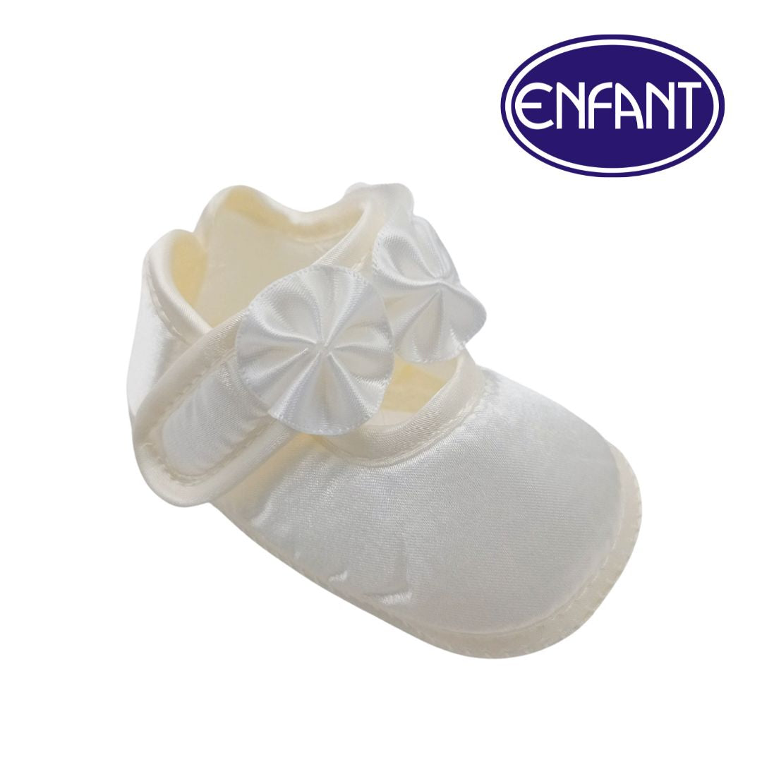 ENFANT BABY GIRL BAPTISMAL SHOES FLOWER DESIGN