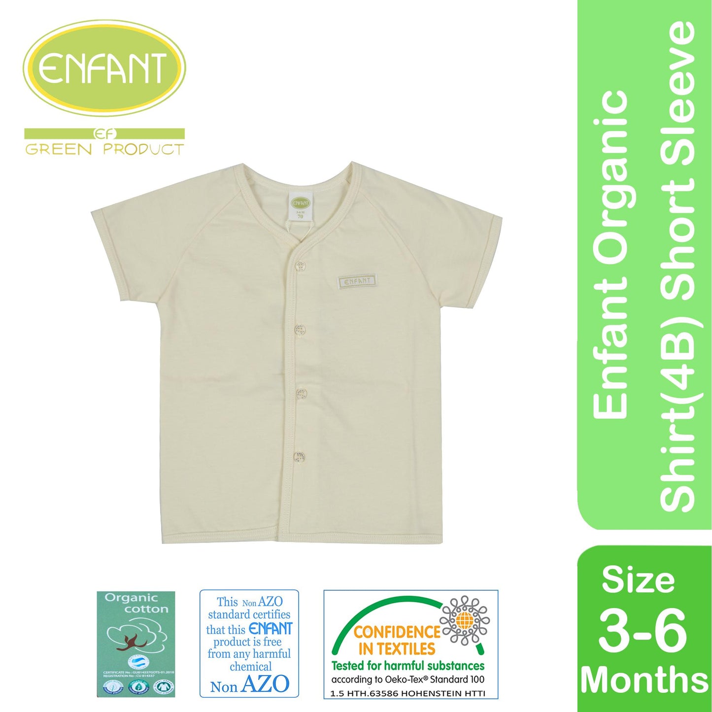 Enfant Organic Shirt 4 Button Short Sleeves