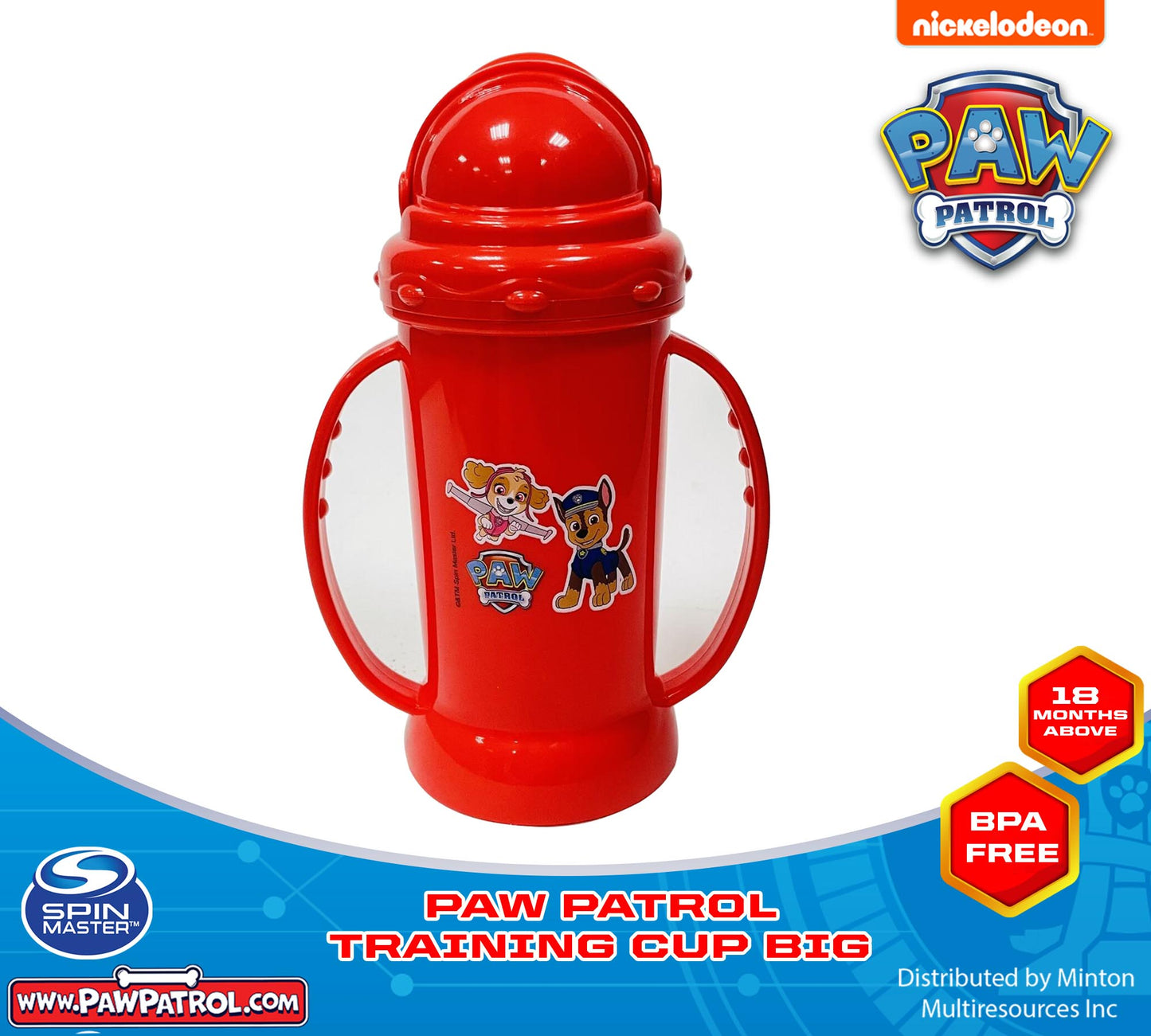 PAW PATROL TRAINING CUP with Straw and cover