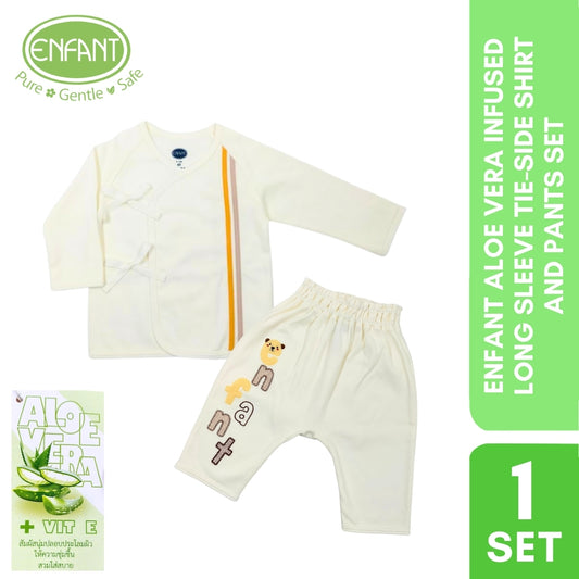 Enfant Aloe Vera Infused Long Sleeve Tie-Side Shirt and Pants Set