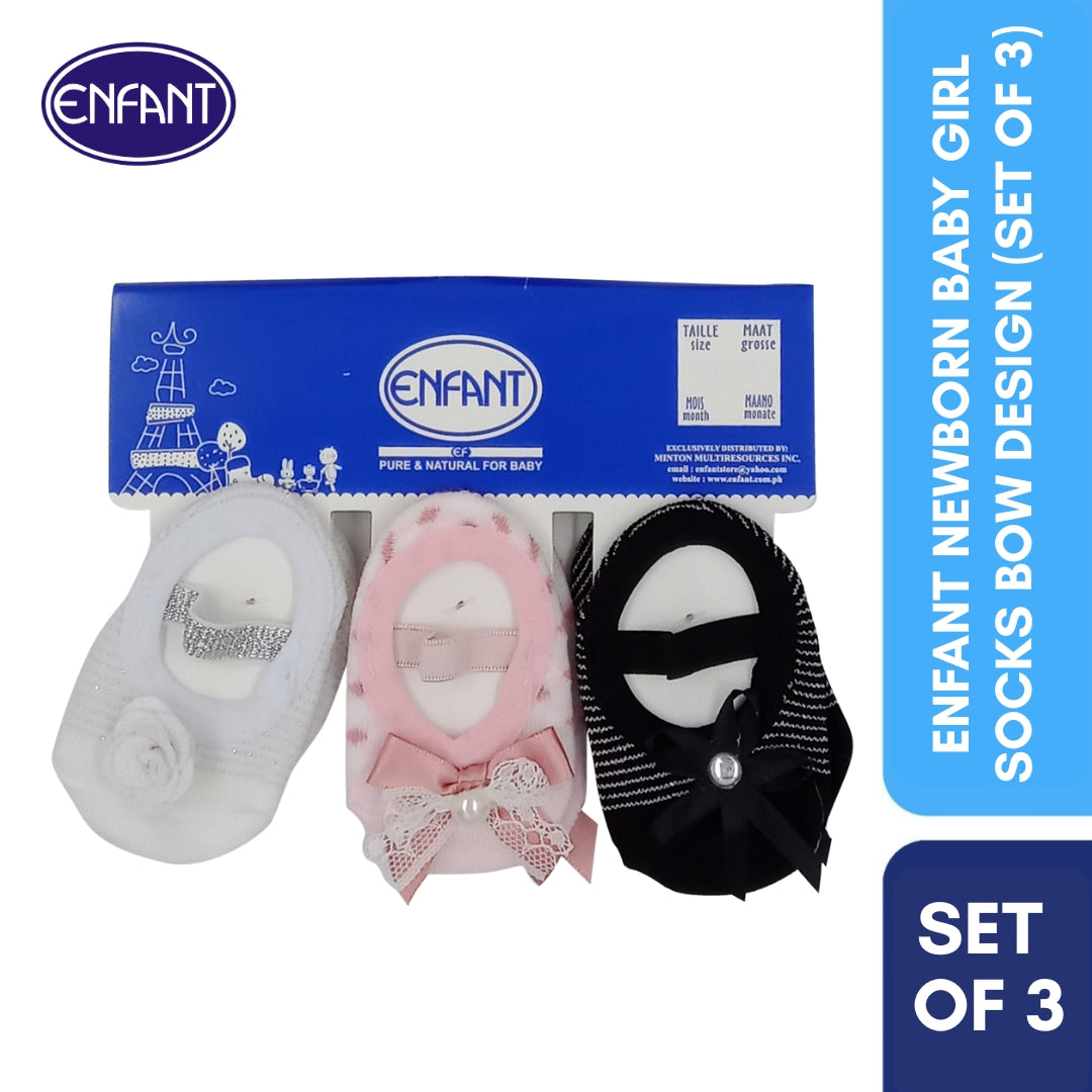 Enfant Newborn Baby Girl Socks With Anti Skid Dots for 0-6/6-12 months (3 PAIRS)