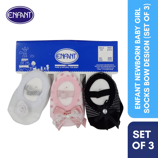 Enfant Newborn Baby Girl Socks With Anti Skid Dots for 0-6/6-12 months (3 PAIRS)