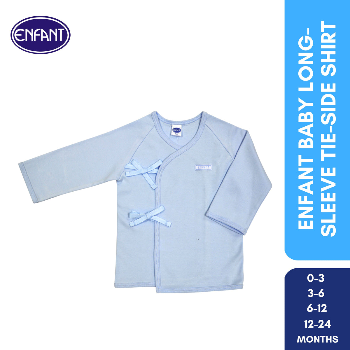 ENFANT Baby Newborn LongSleeves Tieside  SHIRT 100% COTTON US