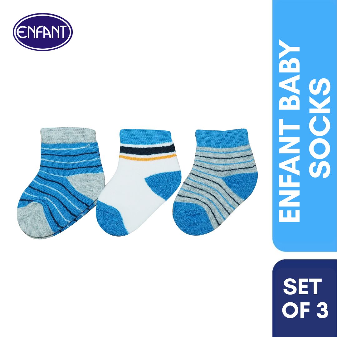 Enfant Baby Boys Socks for 0-6/6-12/12-24 months (3 PAIRS)