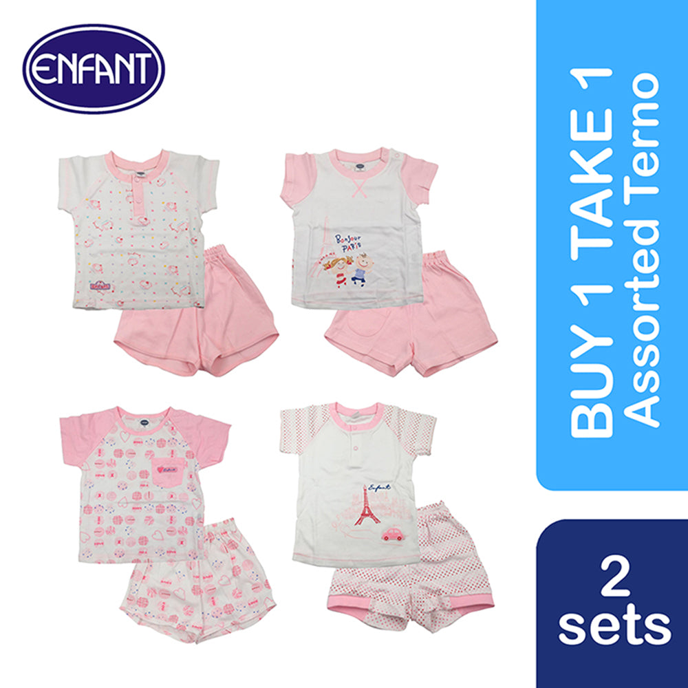 Enfant Newborn Baby Clothes Shirt and Shorts Terno Buy 1 Take 1  (Assorted Design) Size 6-12 months / 1-2 yrs old