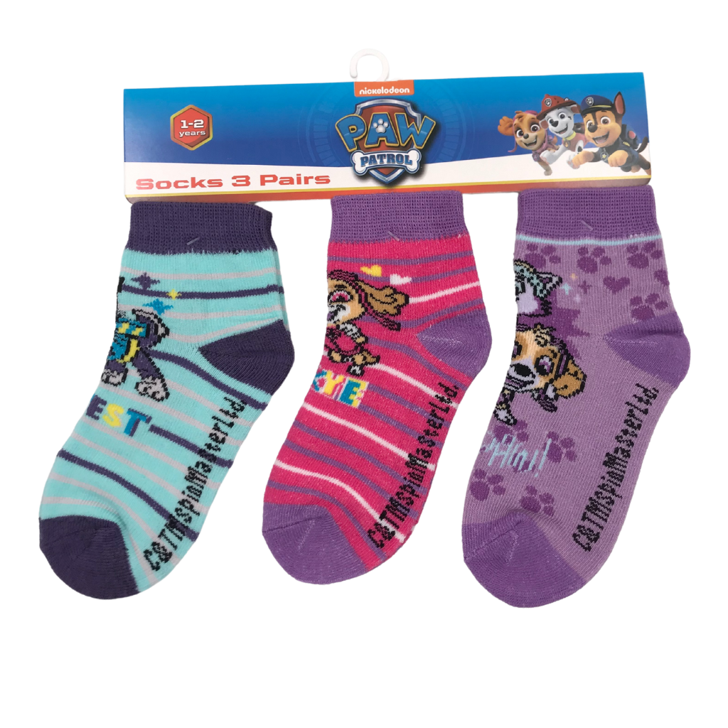 PAW PATROL SOCKS FOR GIRLS SOCKS SET OF 3 FOR 1-2/2-3/3-5 YEARS OLD