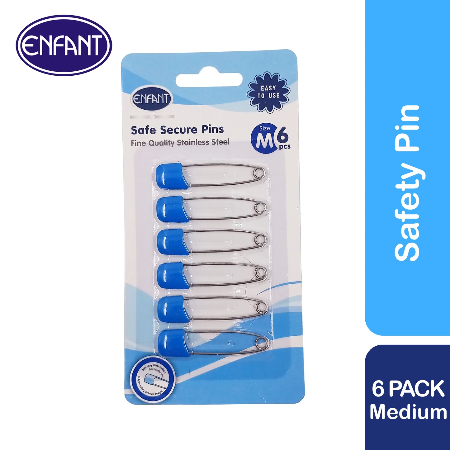 ENFANT BABY SAFE SECURE PINS or SAFETY PINS (Medium - 6pcs or Large - 4 pcs)